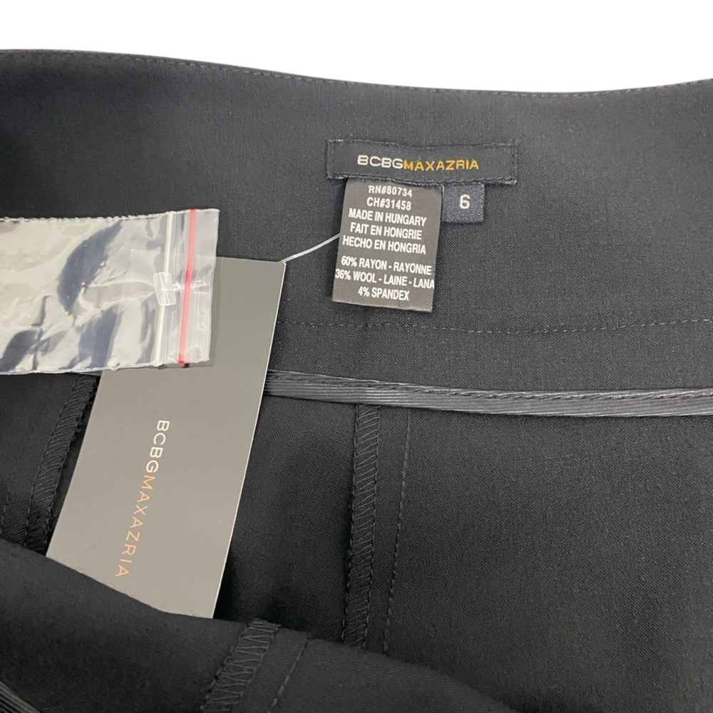 BCBGMAXAZRIA Womens Dress Pants Size 6 Black Rayon Wool Spandex Blend Bootcut - Picture 8 of 10